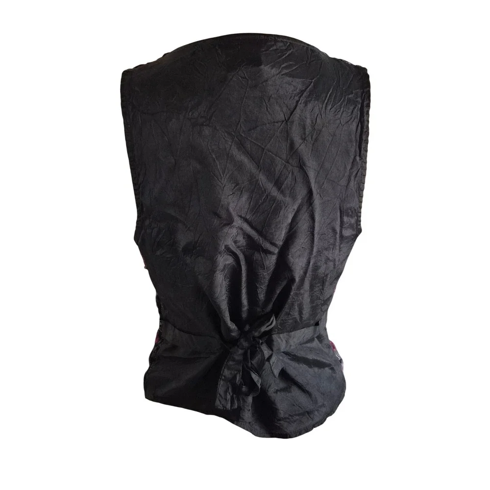 Trimmings Lucky Winner Vintage Floral Velvet Vest Gold Metallic Small - Picture 2 of 7